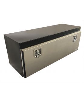 1200L x 450H x 450D / Steel truck tool box with polished stainless steel recessed lid
