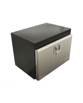 600L x 450H x 450D / Steel truck tool box with polished stainless steel recessed lid